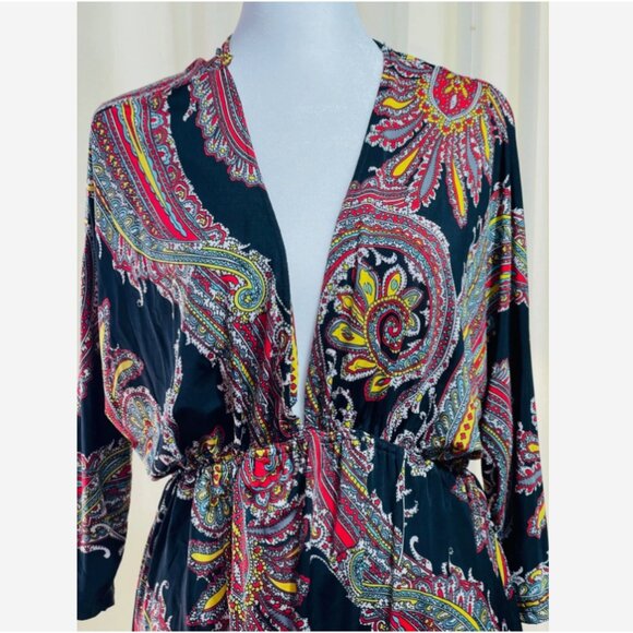 Relaxx by Exist Black Red Paisley Dress 2X NWT Boho Chic - Picture 3 of 10